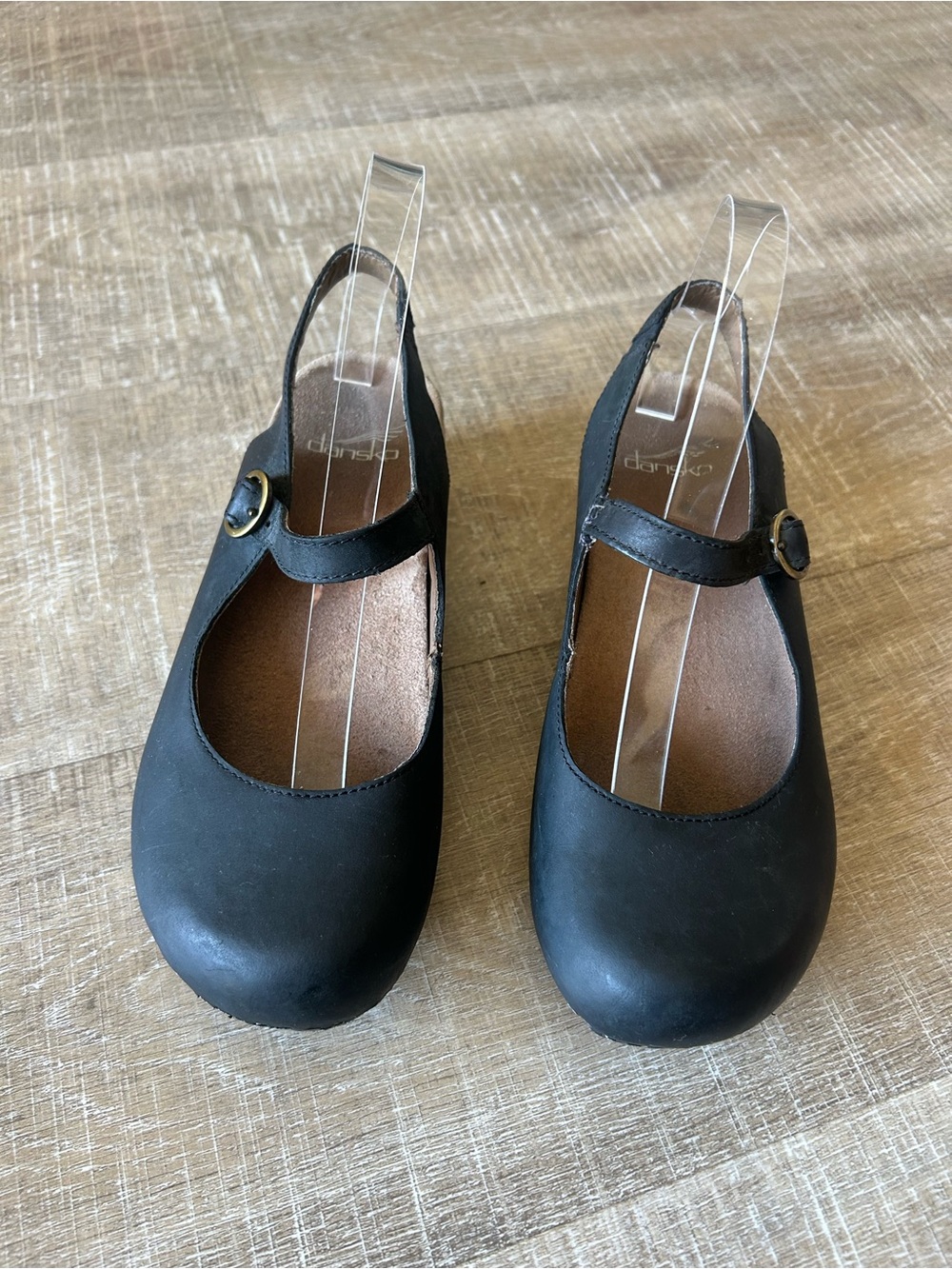 ▶️ Dansko Black Leather Mary Jane Wedge Comfort Shoes EU 38 US 7.5 8 - Picture 2 of 13